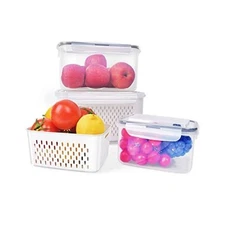 3 Pack Produce Saver Containers for Fridge with Lids - Fruit and NEW_3PCS