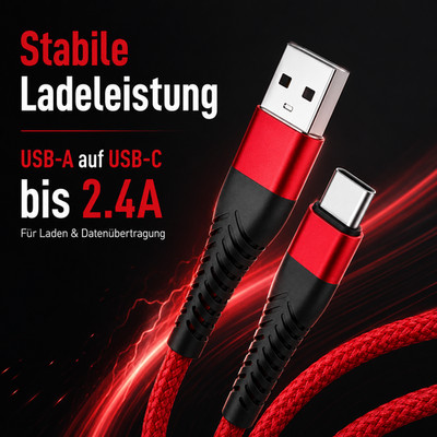 Schnellladekabel USB C 1m 2m 3m Datenkabel Samsung Huawei Xiaomi Nylon