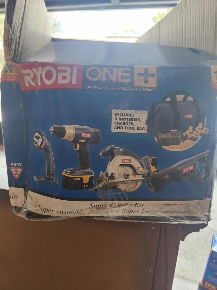 Ryobi 4 Piece Combo Set Power Tools, Circular Saw, Drill, light, Saw-18V -P842 - Image 2 of 3