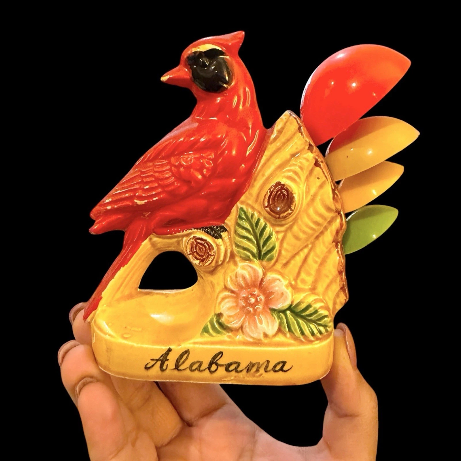 Vintage Alabama Cardinal Measuring Spoons Made in Japan Figural Kitchen Set