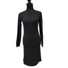 Womens Black Turtleneck Sweater Dress Long Sleeve Knit Bodycon Knee Length