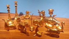 14 VINTAGE SOLID BRASS FIGURINE COLLECTABLES:read