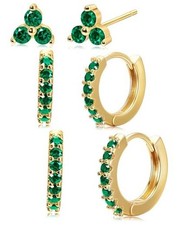 Christmas Small Hoop Earrings for Women, Diamond Stud Huggie Cartilage Green