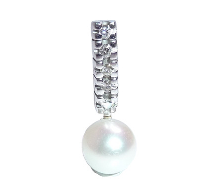 Pendant 585 White Gold 0.10 ct. Brilliant Akoya Pearl Length: 21.2mm 2g