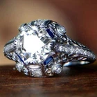 2.35 CT CZ Engagement Ring Silver Plated Geometric Vintage Style Valentine Ring