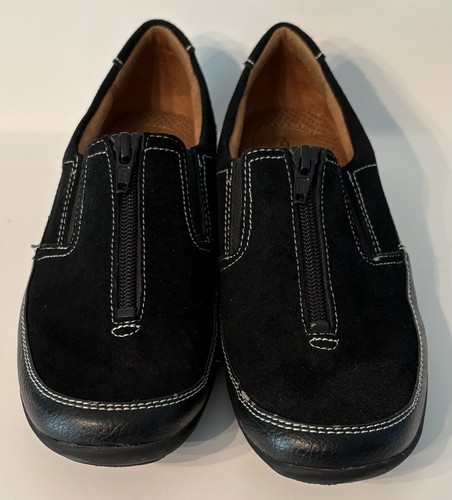 Natural Soul Naturalizer Damenschuhe 8M Reißverschluss vorne Halbschuhe Slipper schwarz Wildleder