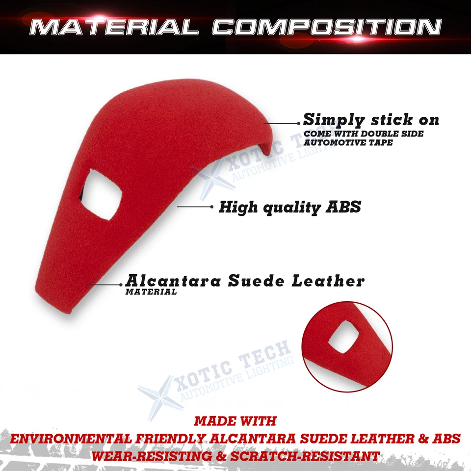 Red Suede Leather Gear Shift Knob Cap Trim For BMW 3-Series G20 G21 G28 2019-up - Image 4 of 4