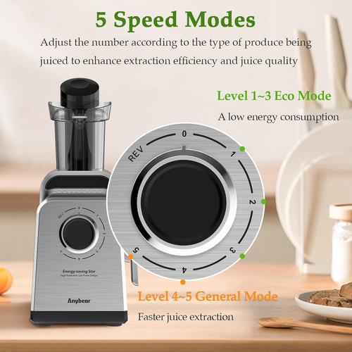 3.5" Large Feed Chute Masticating Juicer Cold Press Whole Fruits Vegetables Easy - Picture 5 of 12