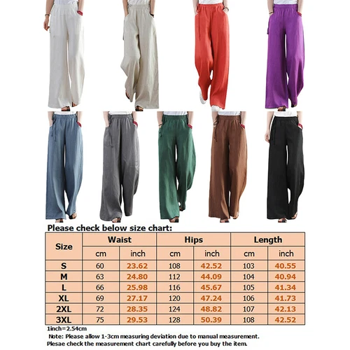 Women Loose Fit Elastic Waisted Palazzo Pant Ladies Daily Wear Casual - Picture 3 of 54