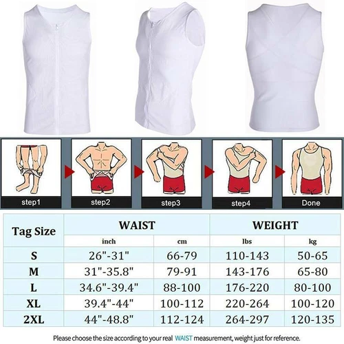 Camisa de compresión torácica ginecomastia para ocultar hombre boobs moobs moldeador hombres adelgazamiento - Imagen 19 de 27