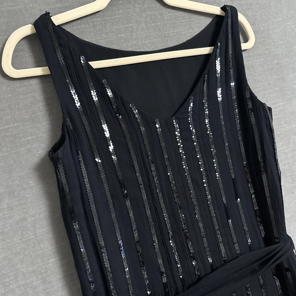 Vintage Talbots Dress 8 Black Silk Sequin Cocktail Party Formal Evening Holiday - Image 4 of 4