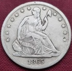 1865 S Seated Liberty Half Dollar 50c Better Grade VF - XF #47337