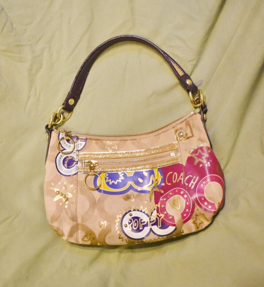 Coach Poppy Pop C CPLIQUE Groovy Shoulder Bag Multicolor Canvas
