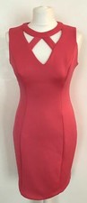 SUPER SEXY WOMENS GUESS BRIGHT PINK SLEEVELESS CUT OUT FRONT DRESS US 6 UK 10