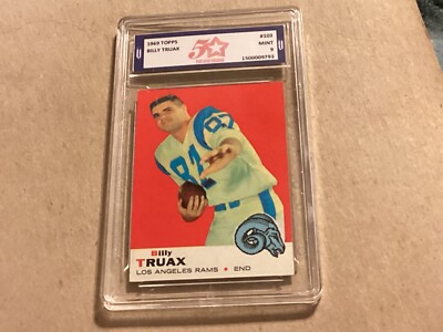 1969 Topps Billy Truax Football Card #103 Rams - Graded 5 Star 9 Mint ...