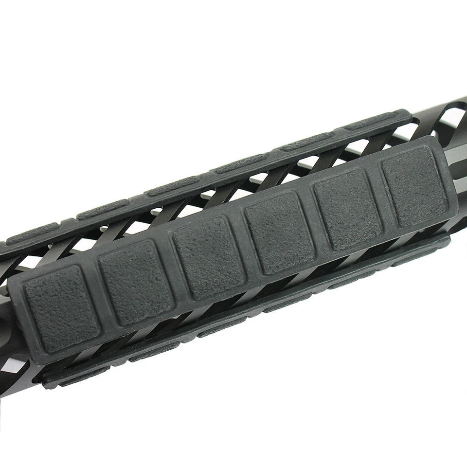 4PCS Hunting 6.25" KeyMod Rail Cover Anti Slip Soft Rubber Mount Tan/Black - Image 3 of 4