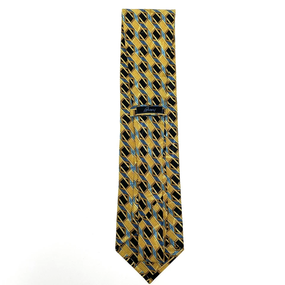 Corbata de cuello BRIONI geométrica de lujo 100 % seda para hombre hecha en Italia Foto 3 de 4