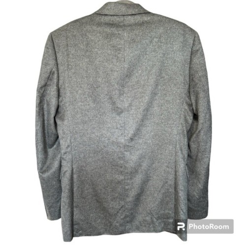 Saks Fifth Avenue Two-Button Cashmere Silk Blend Herringbone Grey Blazer Sz 38R - Picture 6 of 6