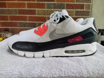 Men's sz 13 Nike Air Max 90 Current White/Infrared Athletic Trainer Shoes + BOX 