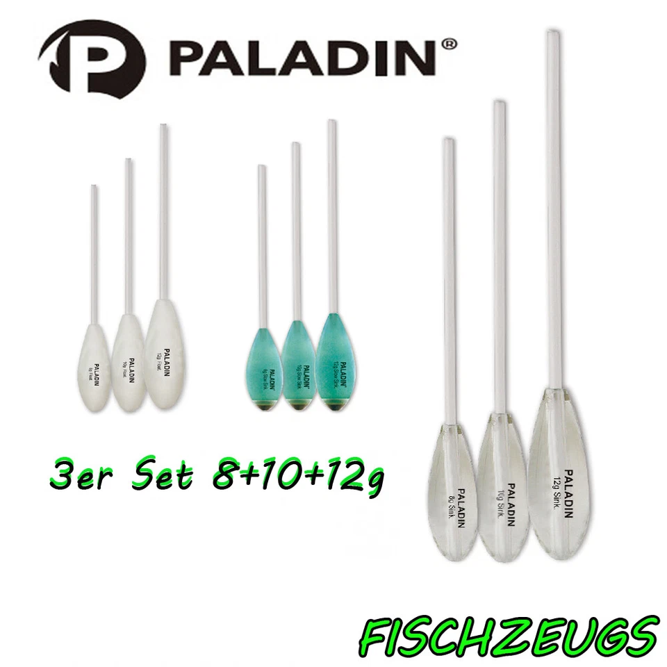 Paladin Sbirolino 3er Set Bombarde 8+10+12g Forellen Pose Schwimmer Trout