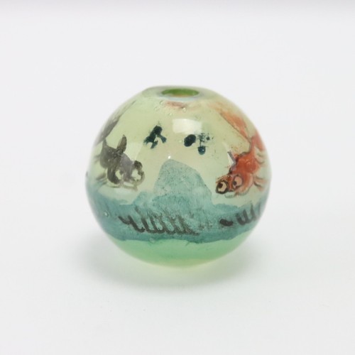 Antique Koi Fish Glass Bead 18.6mm - Reverse Painted