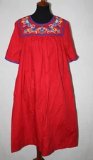 NWOT Go Softly Patio Dress Sz S Bright Red Embroidered Floral Pockets