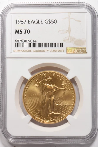 1987 $50 1oz Gold Eagle AGW 1oz NGC MS70 NG1797