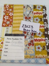 Fabric Busy Bee 23x23 Floral Prints 1974 VTG Sewing Pattern Rights Perle Youdene