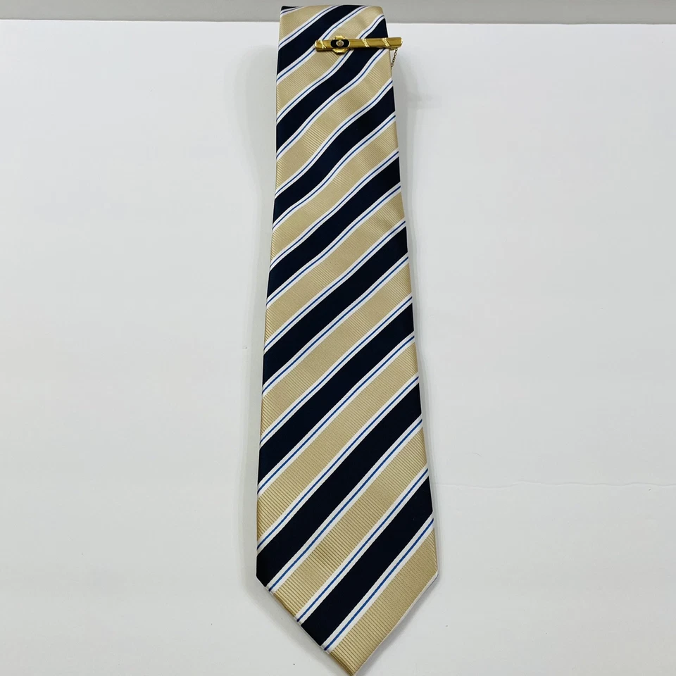 Juego de corbata hecha a mano a rayas Giorgio Brutini, pañuelo y barra de corbata  Foto 3 de 4