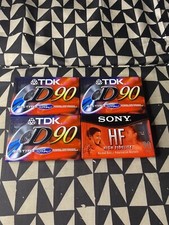 Lot of 4 : NEW SEALED Sony HF  TDK D90 Blank Audio Cassette Tapes 90 Minutes