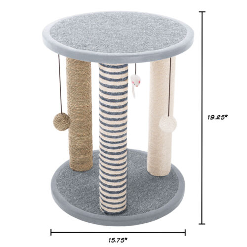 Cat Scratching Post Cat Scratcher with 3 Scratching Post Carpeted Base Perch - Picture 2 of 5