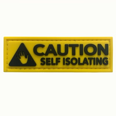 PVC Patch 3D Airsoft Yellow Patch Caution Self Isolating Corona #9013