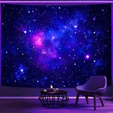 Faxdong Blacklight Galaxy Universe Space Tapestry, UV Reactive Starry Night Sky