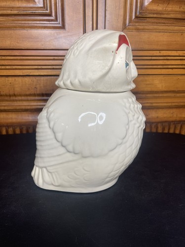 Cookie Jar Owl Unmarked White Cream Ceramic Vintage - Picture 2 of 12