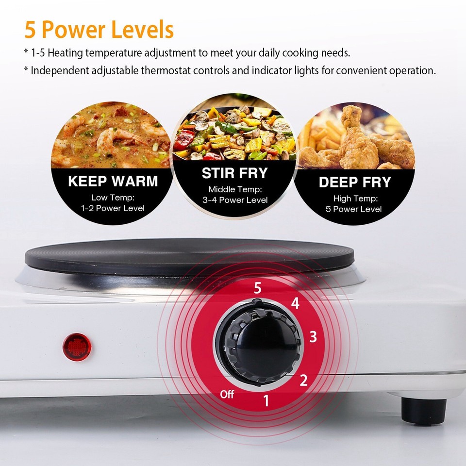 Electric Double Burner Portable Hot Plate Kitchen Cooker Stove Travel
