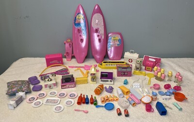 Vintage Barbie Accessories Lot: Wind-Up Dollhouse Playset Kitchen