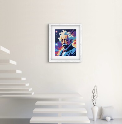 VVOVV Wandbild Albert Einstein – 5-teiliger Leinwanddruck, E=MC², Gerahmt, 50,8x91,4 Cm, Art Deco