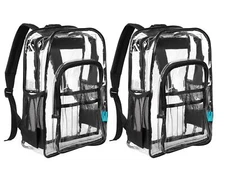 Pack of 2 Clear Backpack Heavy Duty Thick PVC Transparent Backpack Large Capa...