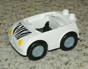 LEGO Yellow Duplo Car w/ 2 Studs on Back Silver Headlights Yellow Wheels
