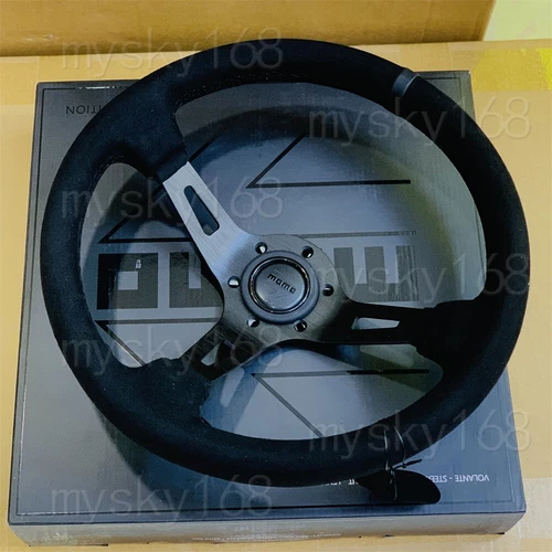 320mm/13inch MOMO MOD07 BLACK EDITION Deep Dish 8.5CM Suede Sport Steering Wheel - Picture 3 of 6