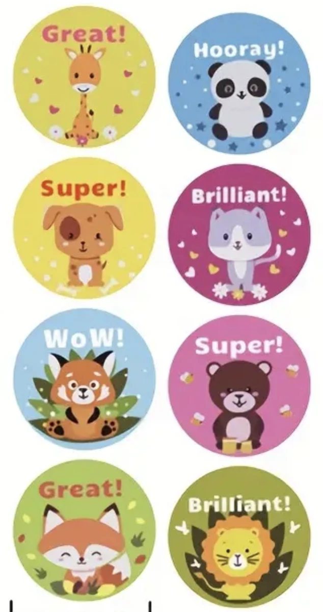 Positive Reward Teacher Merit Stickers 2.5cm 50/100pc Award Kids Party Cartoon