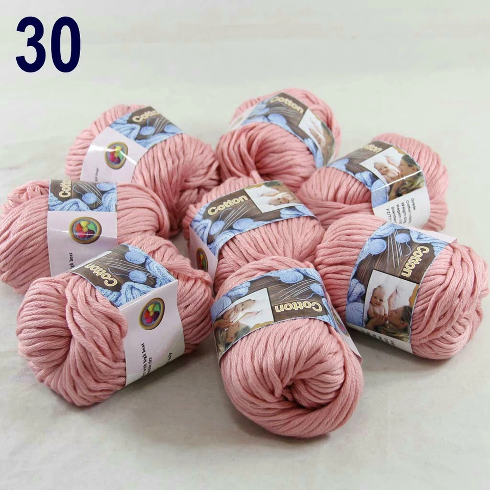 Sale New 8Skeinsx50gr Soft 100% Cotton Chunky Super Bulky Hand Knitting Yarn 30 - Image 3 of 4