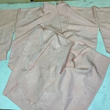 Japanese Kimono Pink Traditional Elegant Pattern Vintage Style Silk Look
