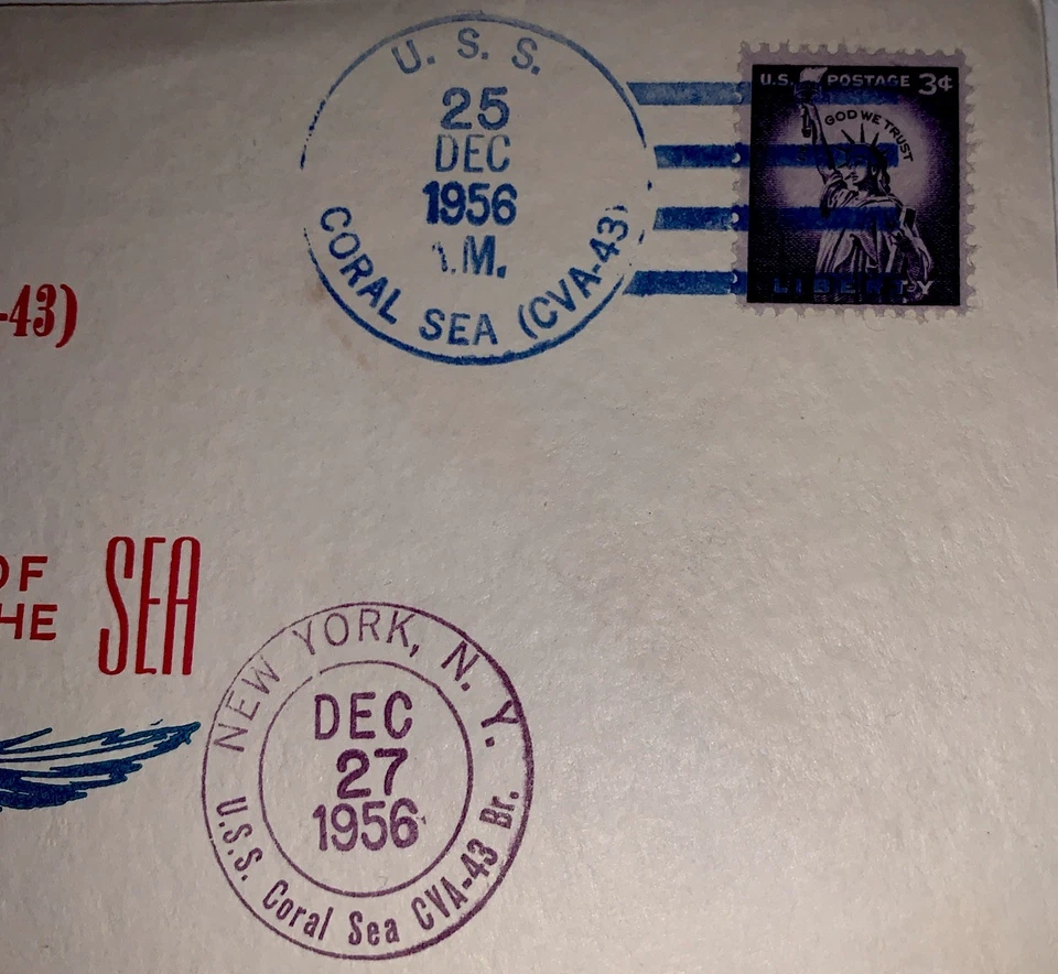 1956 USS Coral Sea CVA-43 (“the Big 43”)Wings Of The Sea FDC Rare Cover Dec 25 - Image 4 of 4