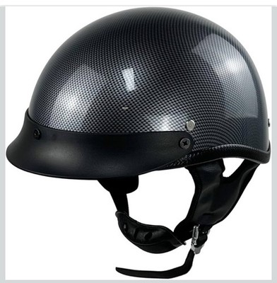 Daytona Real Carbon Fiber DOT Motorcycle Half 1/2 Helmet - With Brim M Size