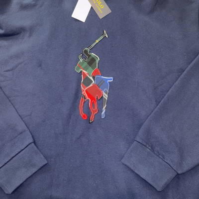 Polo Ralph Lauren Hoodie Big Pony Patchwork Plaid Navy Men's 5XB