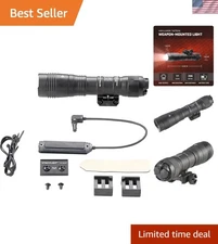 Lightweight Tactical Flashlight 2000 Lumens - Rechargeable with USB-C, Mountable