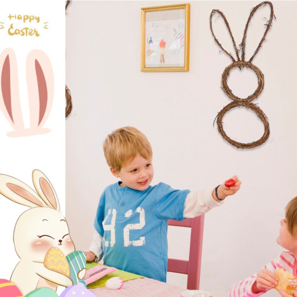 DIY Bunny Shaped Grapevine Wreath Easter Bunny Wreath Foldable Rattan Gar
