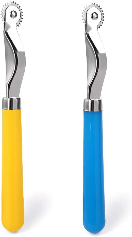 LUNARM 2 Pcs Tracing Wheel Sewing Tool, Plastic Handle Needle Yellow and Blue