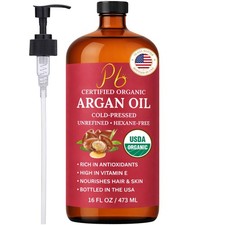 USDA Organic Argan Oil for Hair, Skin 16 Fl Oz Pack of 1 , Clear Gold